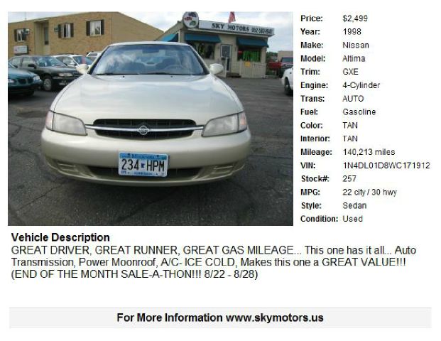 Nissan Altima 1998 photo 1